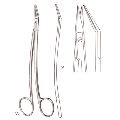 Dean Scissors Sharp-Sharp Curved 17cm Toothed, Angled Upwards (B-054-17)