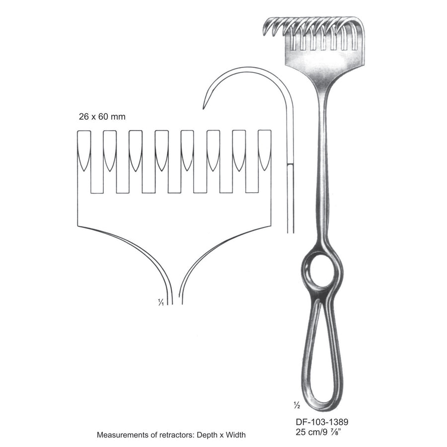 Koerte Retractors,25Cm,26X60mm  (DF-103-1389) by Dr. Frigz