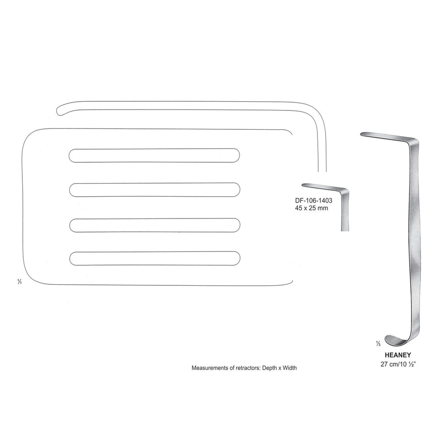 Heaney Retractors,27Cm,45X25mm  (DF-106-1403) by Dr. Frigz