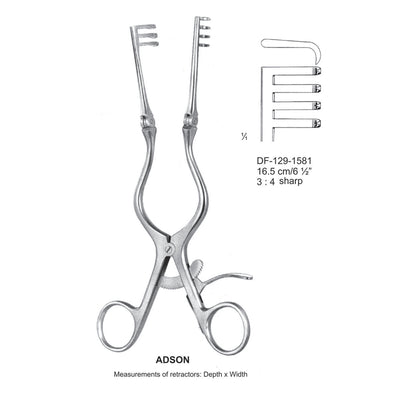 Adson-Retractors Sharp 3X4 Teeth  16.5cm  (DF-129-1581)