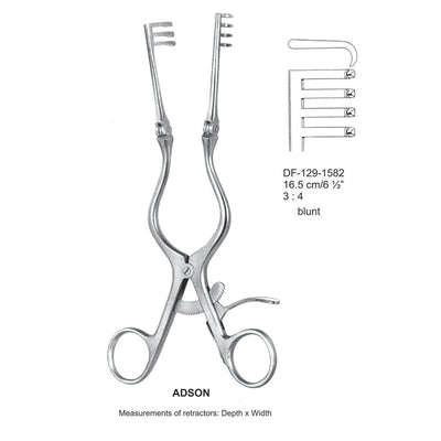 Adson-Retractors Blunt 3X4 Teeth  16.5cm  (DF-129-1582)