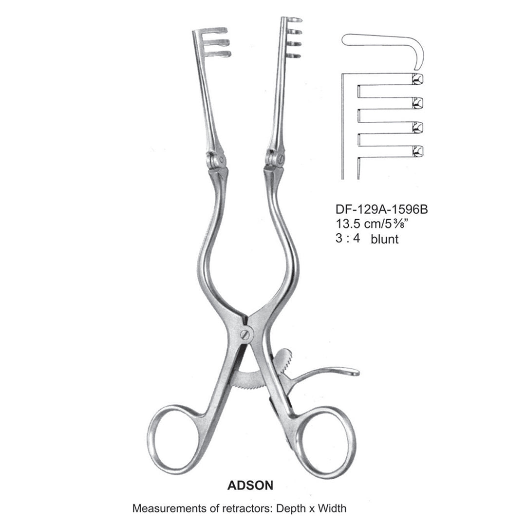 Adson Retractors, 13.5Cm, Blunt, 3X4 Teeth (DF-129A-1596B) by Dr. Frigz