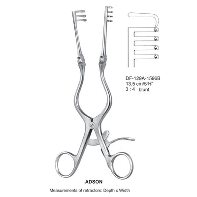 Adson Retractors, 13.5Cm, Blunt, 3X4 Teeth (DF-129A-1596B)