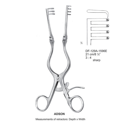 Adson Retractors 21cm Sharp, 3X4 Teeth (DF-129A-1596E)