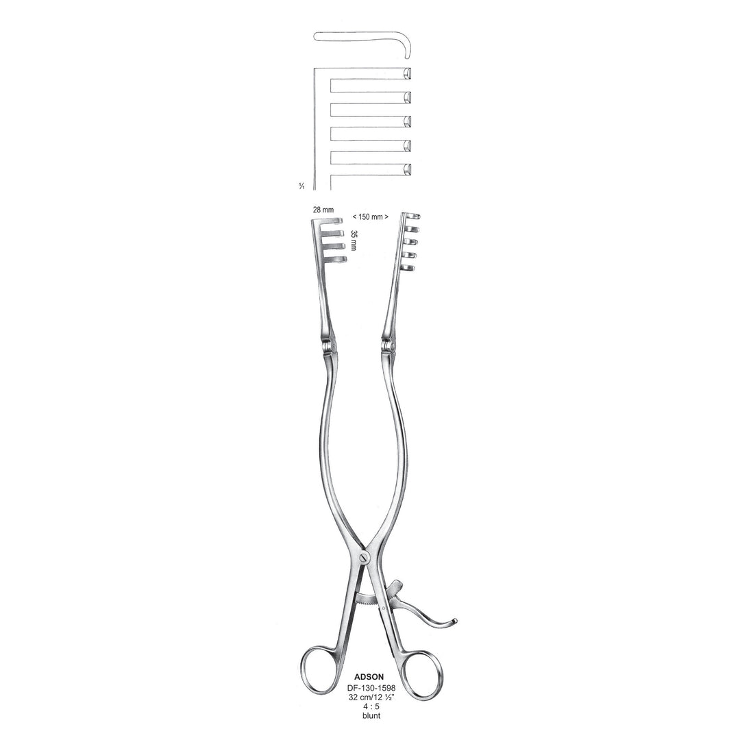 Adson Retractors, 32Cm, 4X5 Teeth, Blunt, 150mm Width, 28mm X 35mm  (DF-130-1598) by Dr. Frigz