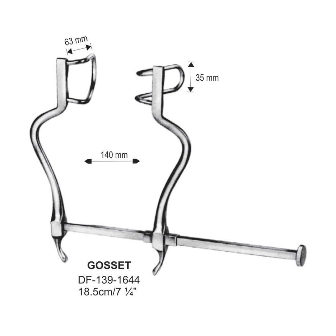 Gosset Abdominal Retractors, 18.5Cm, 140mm Wide, 63X35mm  (DF-139-1644) by Dr. Frigz