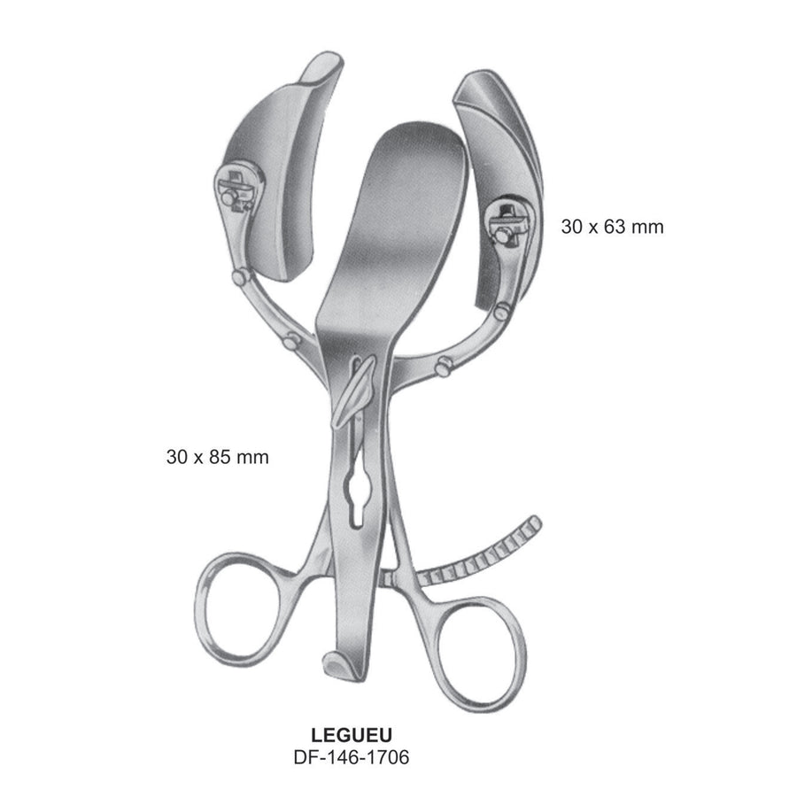 Legueu Retractors, 30X85mm Central Blade, 30X63mm (DF-146-1706) by Dr. Frigz