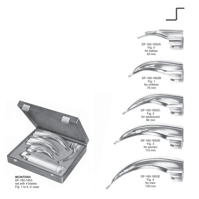 Laryngoscope Mcintosh Set Of 4  Fig 1 To 4 (DF-160-1853)