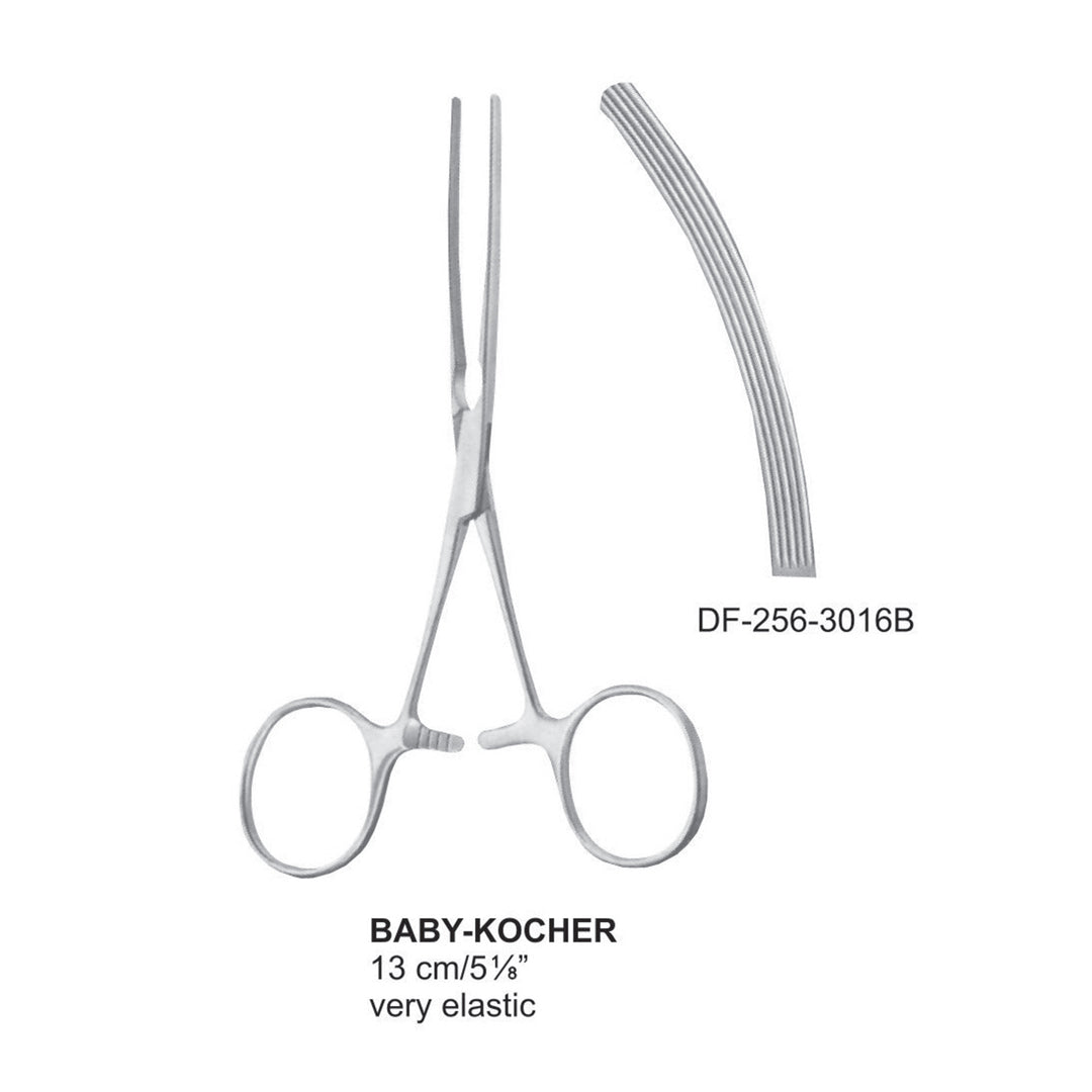 Baby-Kocher Intestinal Clamp Forceps 13Cm, Curved, Very Elastic  (DF-256-3016B) by Dr. Frigz