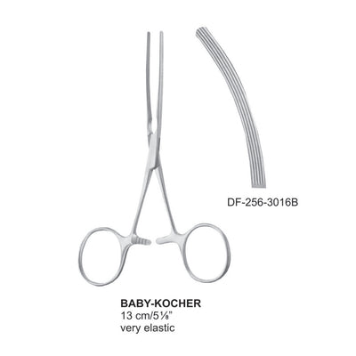 Baby-Kocher Intestinal Clamp Forceps 13Cm, Curved, Very Elastic  (DF-256-3016B)