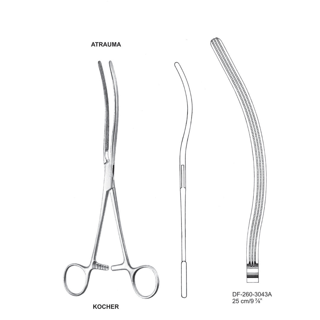 Kocher Atrauma Interstinal Clamps 25Cm, Curved (DF-260-3043A) by Dr. Frigz