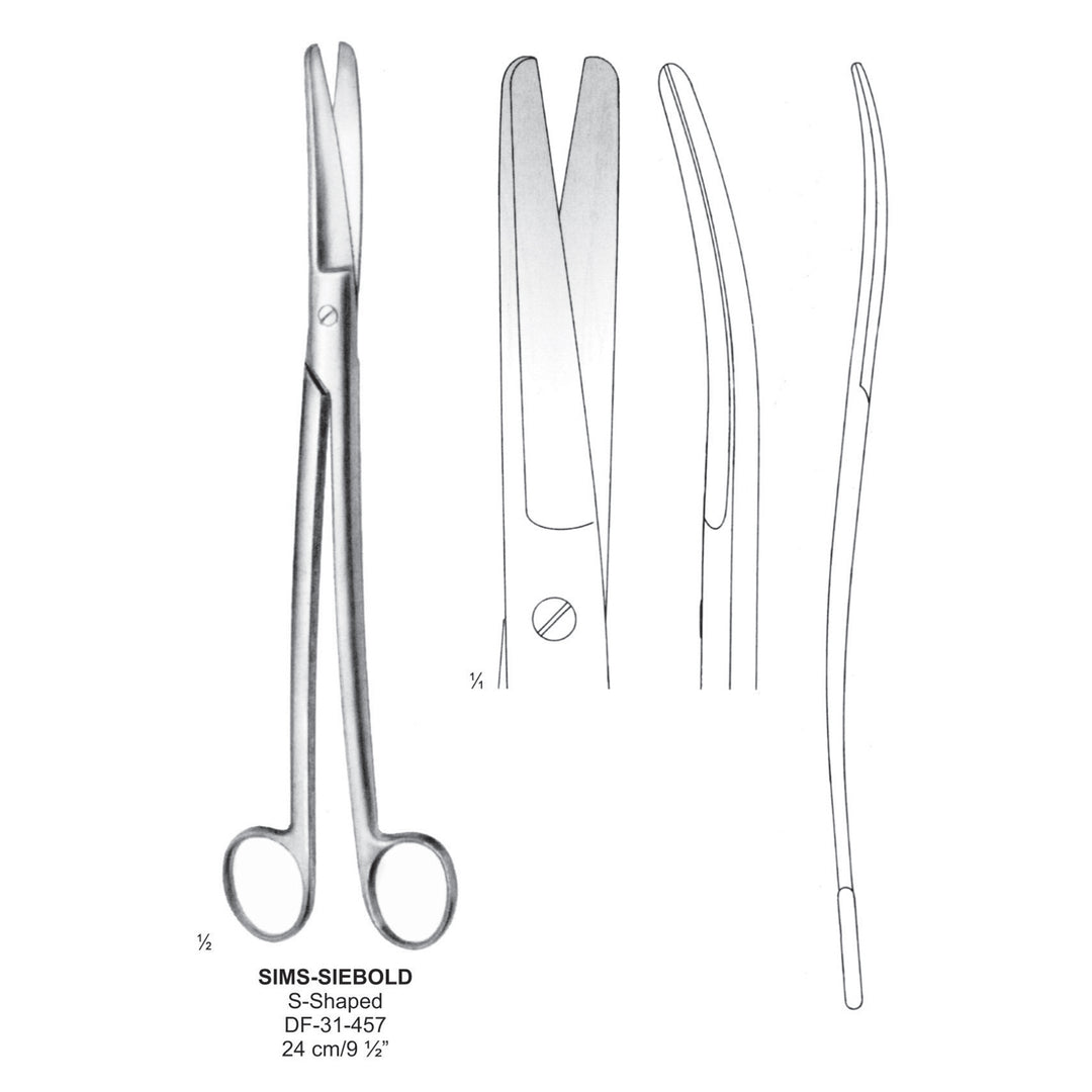 Sims-Siebold Uterus Scissors, S-Shaped, 24cm  (DF-31-457) by Dr. Frigz