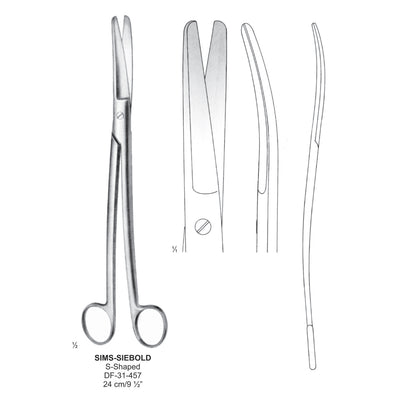 Sims-Siebold Uterus Scissors, S-Shaped, 24cm  (DF-31-457)