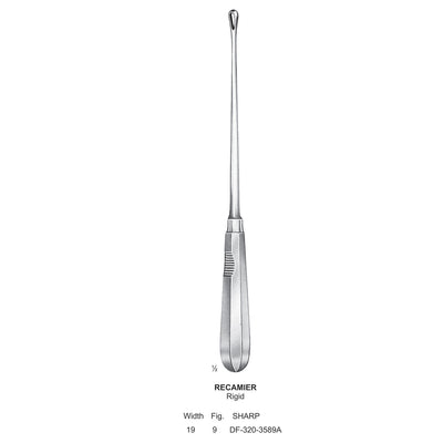 Recamier Uterine Curettes, Rigid, Sharp, Fig.9, 19mm (DF-320-3589A)