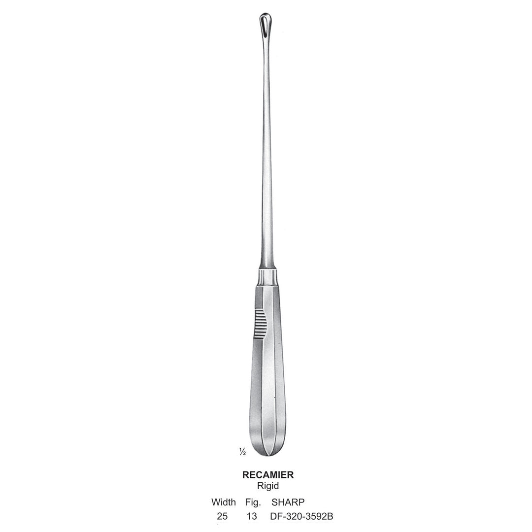 Recamier Uterine Curettes, Rigid, Sharp, Fig.13, 25mm (DF-320-3592B) by Dr. Frigz