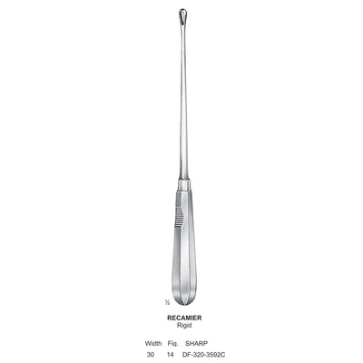 Recamier Uterine Curettes, Rigid, Sharp, Fig.14, 30mm (DF-320-3592C)