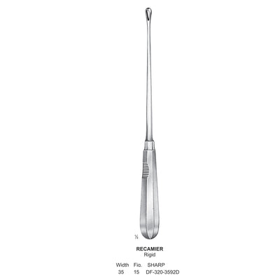 Recamier Uterine Curettes, Rigid, Sharp, Fig.15, 35mm (DF-320-3592D)