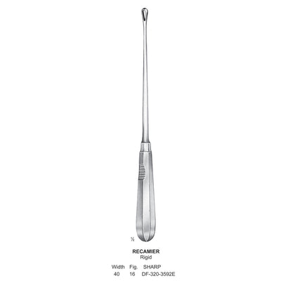 Recamier Uterine Curettes, Rigid, Sharp, Fig.16, 40mm (DF-320-3592E)