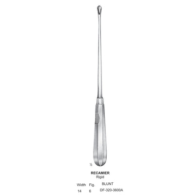 Recamier Uterine Curettes , Rigid, Blunt, Fig.6, 14mm (DF-320-3600A)