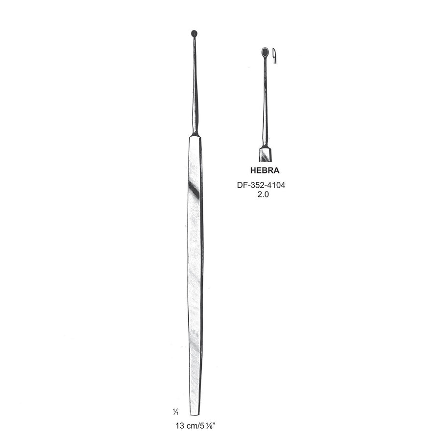 Hebra Chalazion Curettes, Sharp, 2.0mm Dia  13cm (DF-352-4104) by Dr. Frigz