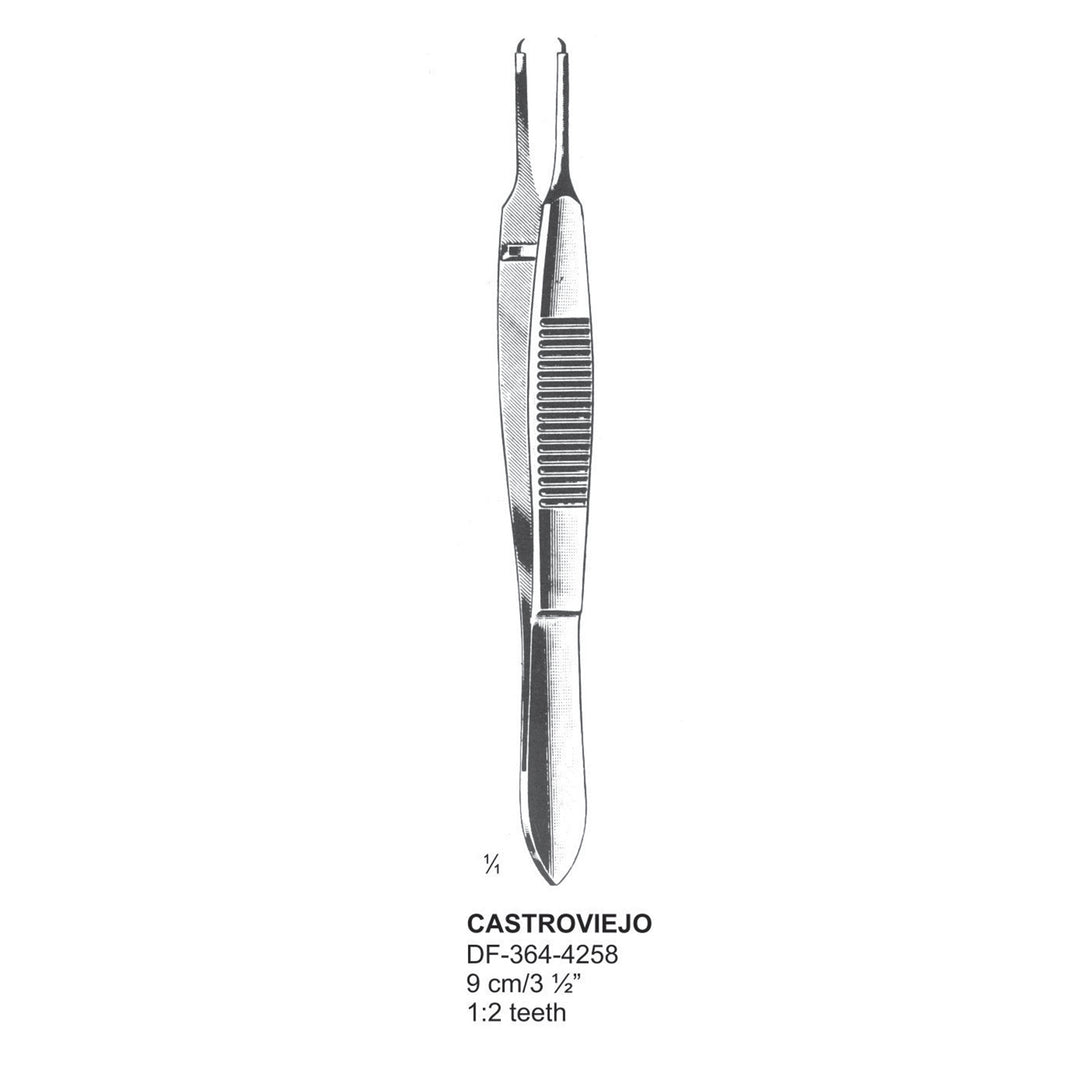 Castroviejo Tissue Forceps,  1:2 Teeth, Straight, 9 cm  (DF-364-4258) by Dr. Frigz