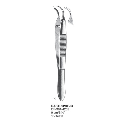 Castroviejo Tissue Forceps,  1:2 Teeth, Angled, 9 cm  (DF-364-4259)