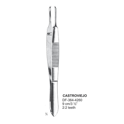 Castroviejo Tissue Forceps,  2:2 Teeth, Straight, 9 cm  (DF-364-4260)