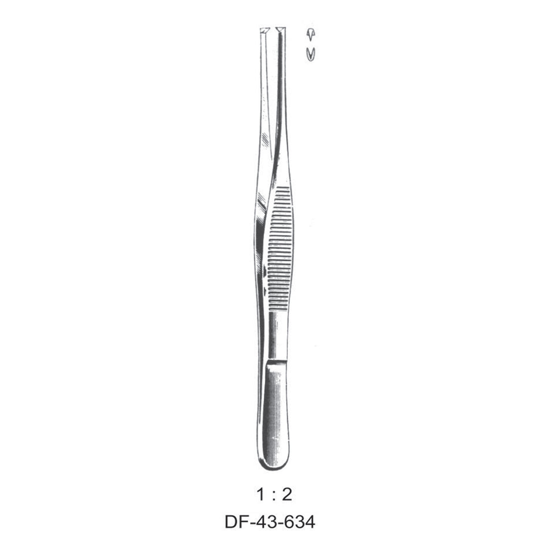 Standard Tissue Forceps, Straight, 1:2 Teeth, 16cm (DF-43-634) by Dr. Frigz