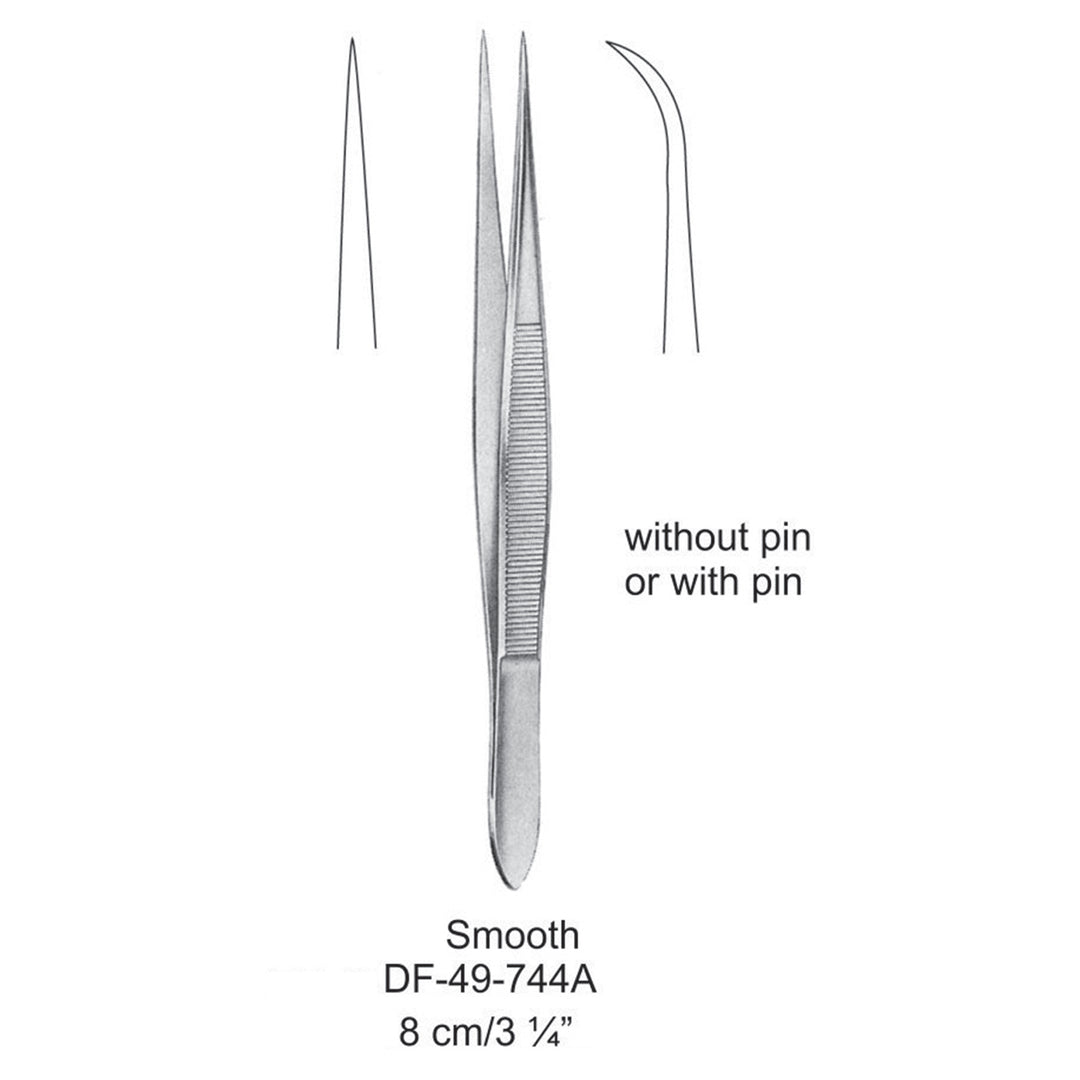 Fine Pattern Forceps, Straight, Smooth, 8cm (DF-49-744A) by Dr. Frigz