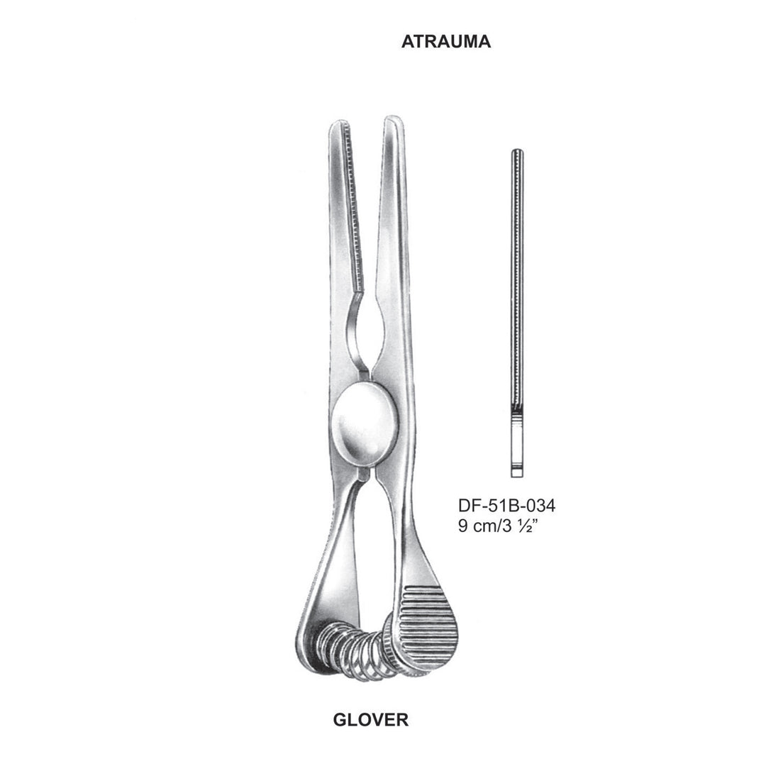 Glover Atrauma Bulldog Clamp, Straight,  9cm (DF-51B-034) by Dr. Frigz