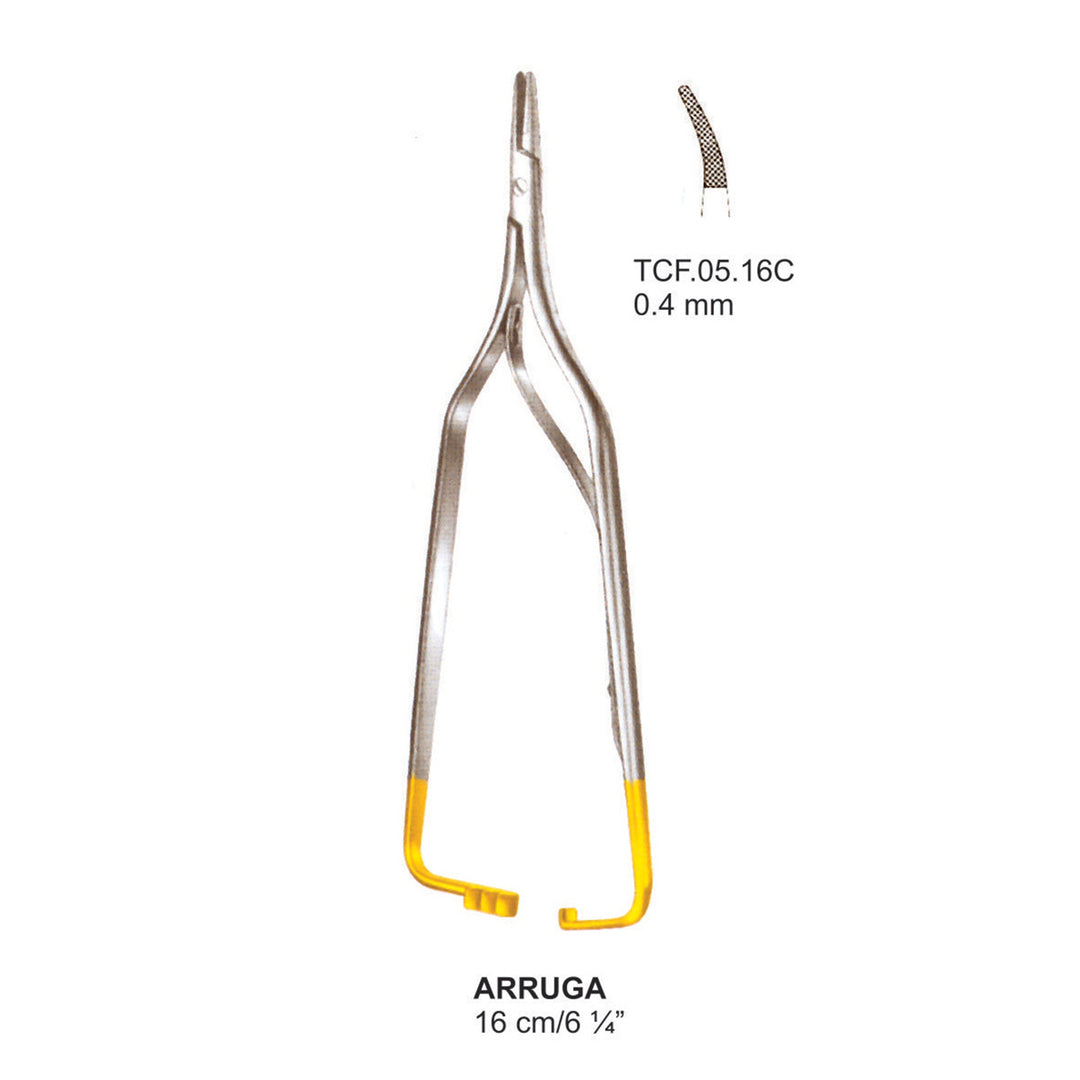 TC-Arruga  Needle Holders 16Cm, 0.4mm , Curved (Tcf.05.16C) by Dr. Frigz