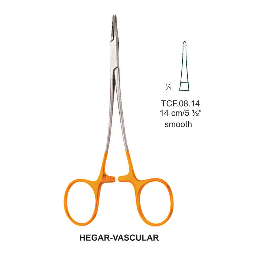 TC-Hegar Vascular Needle Holder, Smooth, 14cm V.Notch  (Tcf.08.14) by Dr. Frigz