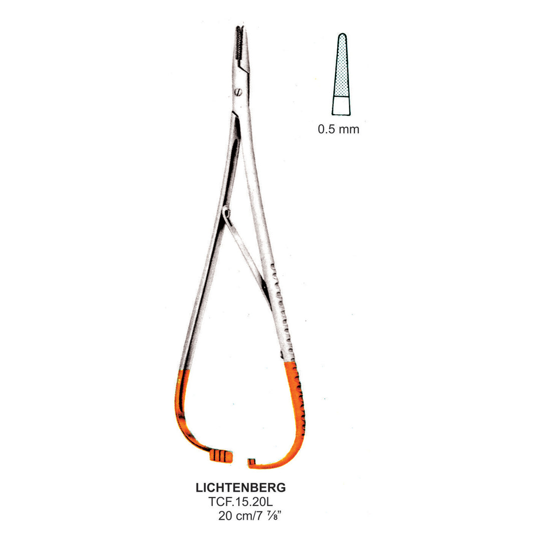 TC-Lichtenberg Needle Holder, Outside Ratchet, 0.5mm , 20cm  (Tcf.15.20L) by Dr. Frigz