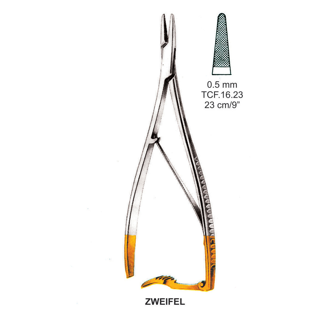 TC-Zweifel, Needle Holder, 0.5mm , 23cm  (Tcf.16.23) by Dr. Frigz