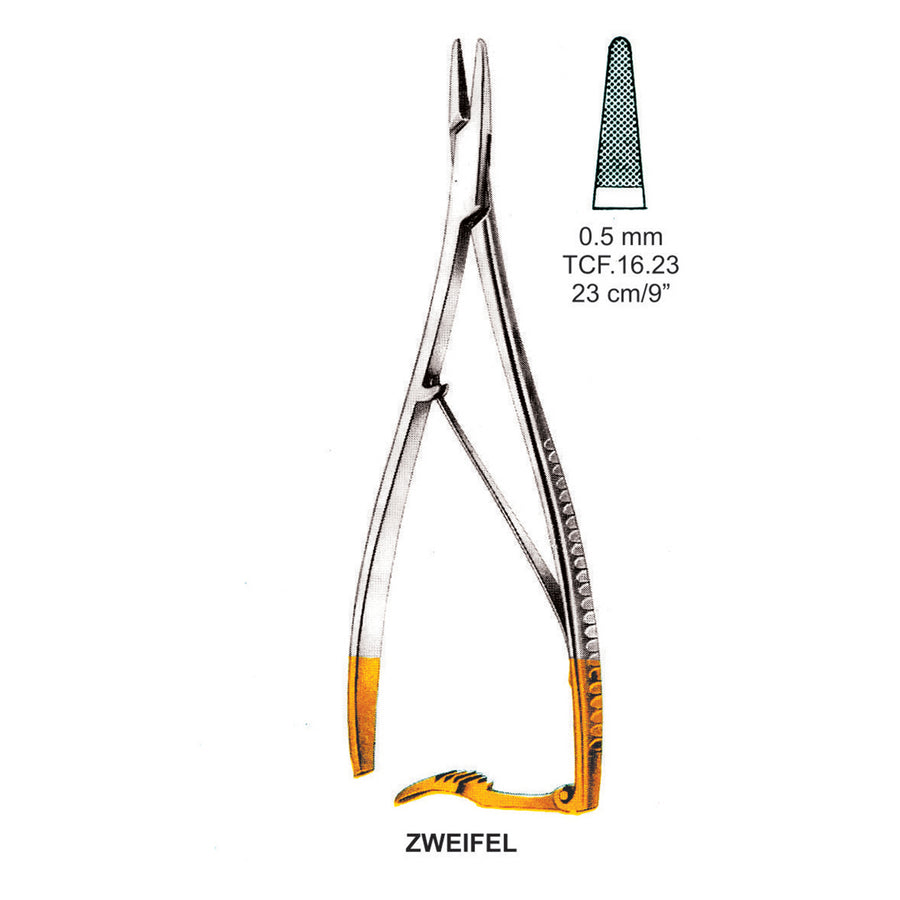 TC-Zweifel, Needle Holder, 0.5mm , 23cm  (Tcf.16.23) by Dr. Frigz